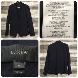 J Crew Wool Blend Blazer Women’s 4 Navy Blue One Button.